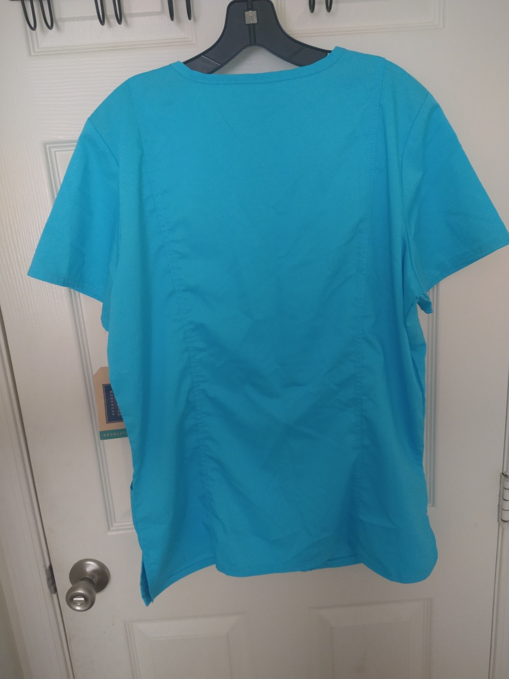 Cherokee Turquoise Blue Women's Short Sleeve Scrub Top